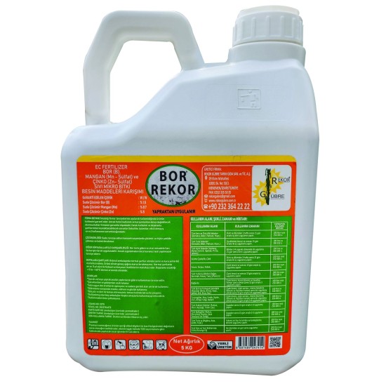 5 Kg BOR REKOR Ec Fertılızer Bor Mangan Çinko Sıvı Mikro Bitki Besin Maddeleri Karışımı Sıvı Yaprak Gübresi