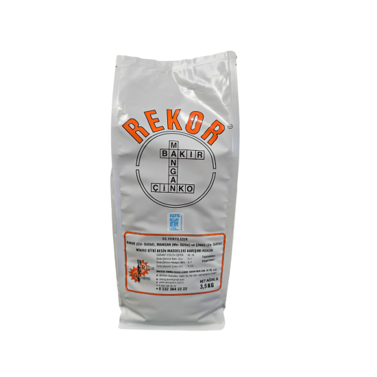 3,5 Kg Rekor Ec Fertılızer Bakır (Cu­-Sülfat) Mangan (Mn­-Sülfat) Ve Çinko (Zn-­Sülfat) Mikro Bitki Besin Maddeleri Karışımı